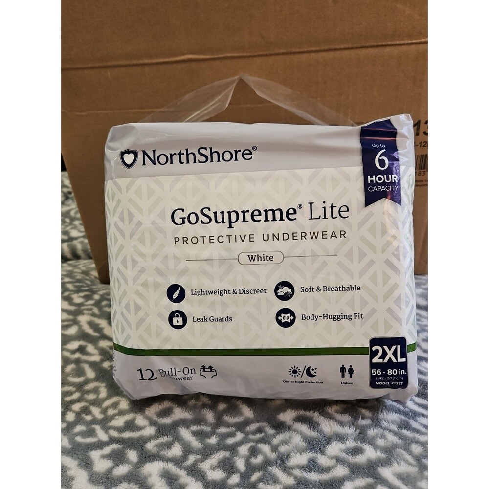 New Sealed NorthShore GoSupreme Lite Pull-On Underwear White 2XL 12 Ct #1377